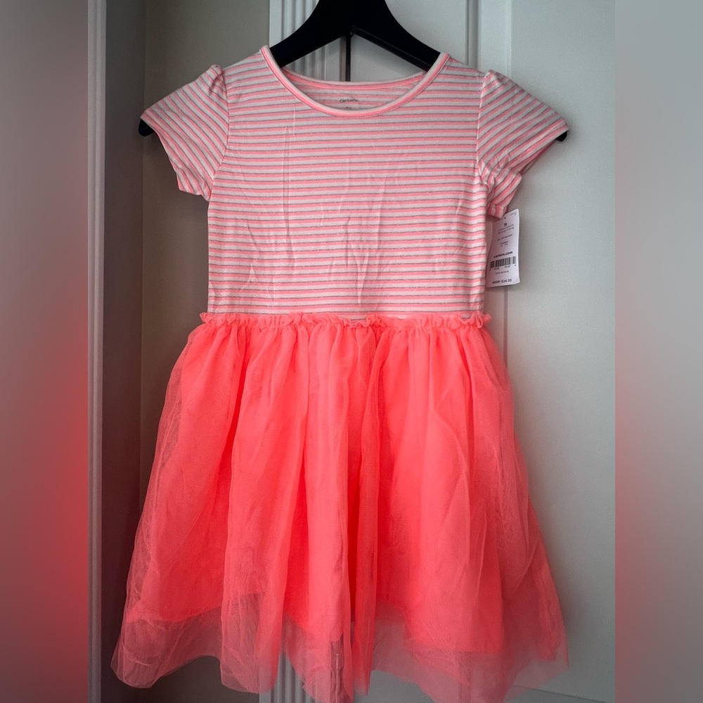 Carter's Pink and White Short Sleeve Sundress